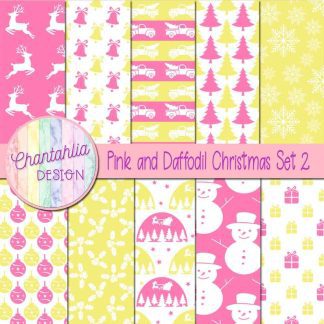 Free pink and daffodil Christmas digital papers