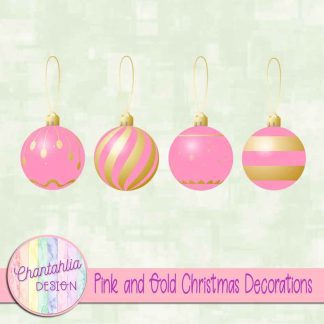 Free pink and gold Christmas ornaments