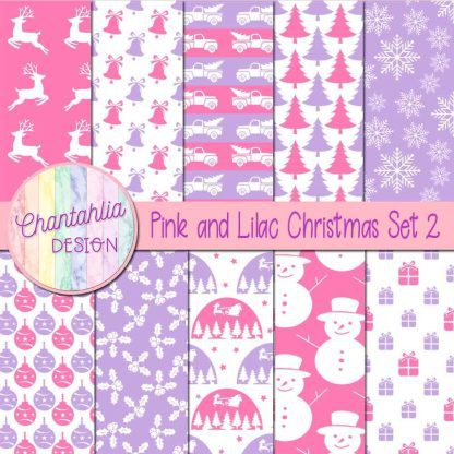 Free pink and lilac Christmas digital papers