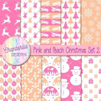 Free pink and peach Christmas digital papers