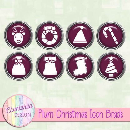 Free plum Christmas icon brads