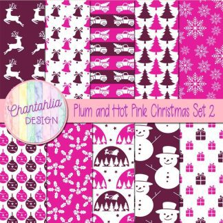 Free plum and hot pink Christmas digital papers