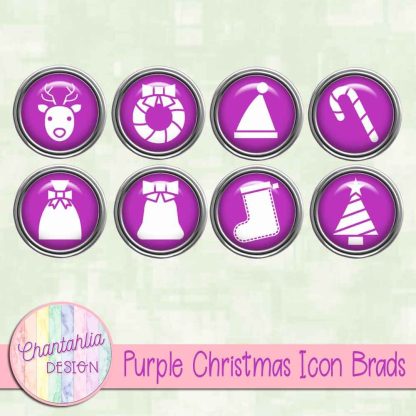 Free purple Christmas icon brads