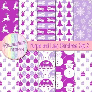Free purple and lilac Christmas digital papers