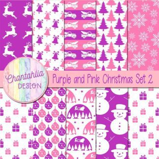 Free purple and pink Christmas digital papers