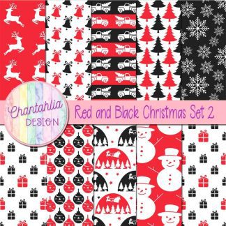 Free red and black Christmas digital papers