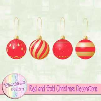 Free red and gold Christmas ornaments