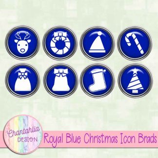 Free royal blue Christmas icon brads