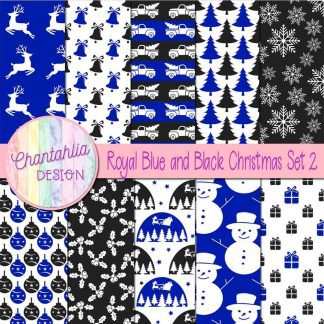Free royal blue and black Christmas digital papers