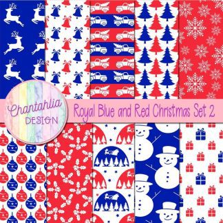 Free royal blue and red Christmas digital papers
