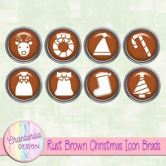 Free rust brown Christmas icon brads