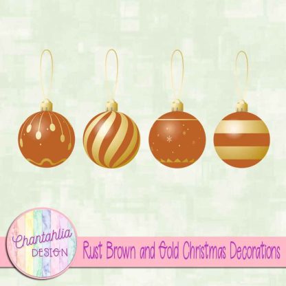 Free rust brown and gold Christmas ornaments