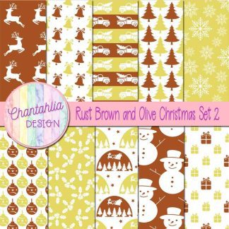 Free rust brown and olive Christmas digital papers