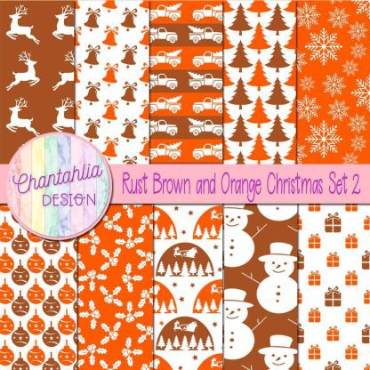 Free rust brown and orange Christmas digital papers