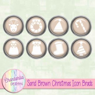 Free sand brown Christmas icon brads