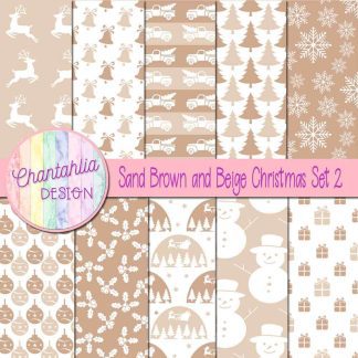 Free sand brown and beige Christmas digital papers