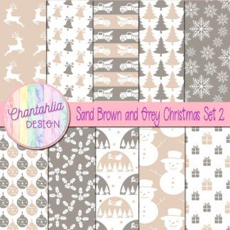Free sand brown and grey Christmas digital papers