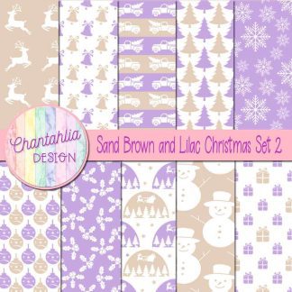 Free sand brown and lilac Christmas digital papers