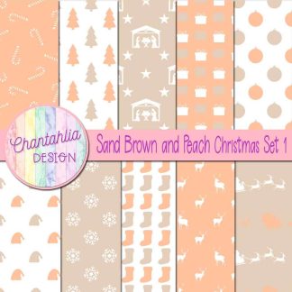Free sand brown and peach Christmas digital papers set 1