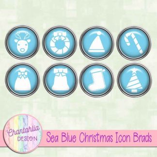 Free sea blue Christmas icon brads