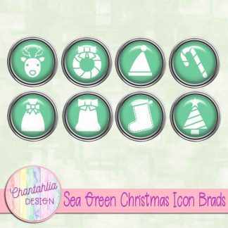 Free sea green Christmas icon brads