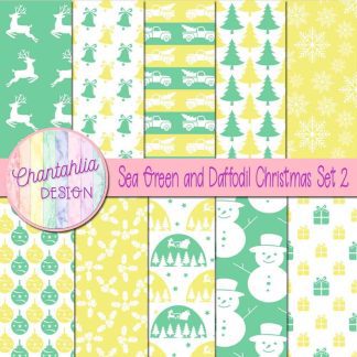 Free sea green and daffodil Christmas digital papers