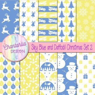 Free sky blue and daffodil Christmas digital papers