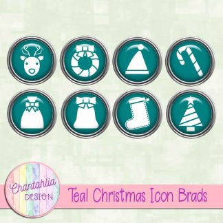 Free teal Christmas icon brads