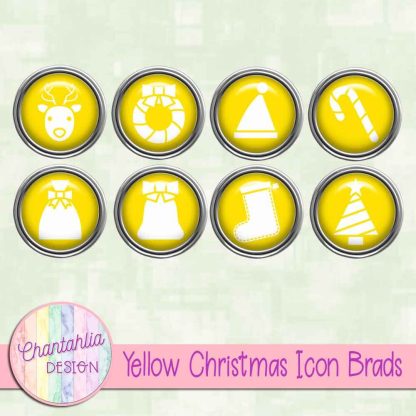 Free yellow Christmas icon brads
