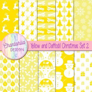 Free yellow and daffodil Christmas digital papers