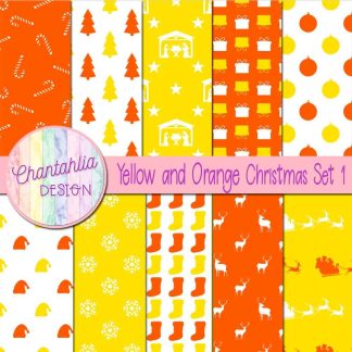 Free yellow and orange Christmas digital papers set 1
