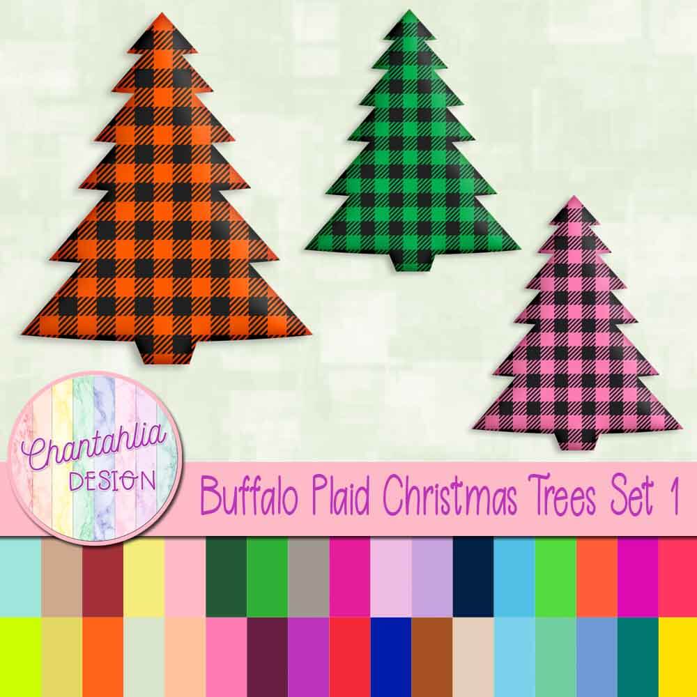Buffalo Plaid Christmas Trees Set 1