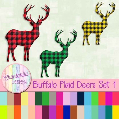 Free buffalo plaid deer design elements