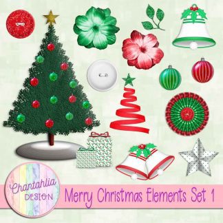 Free design elements in a Merry Christmas theme