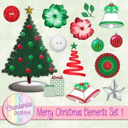 Free design elements in a Merry Christmas theme
