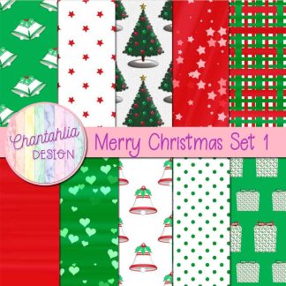 Free digital papers in a Merry Christmas theme