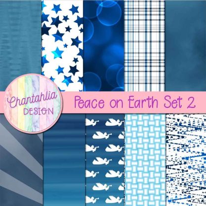 Free digital papers in a Peace on Earth theme.