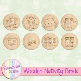 Free brads in a Wooden Nativity theme