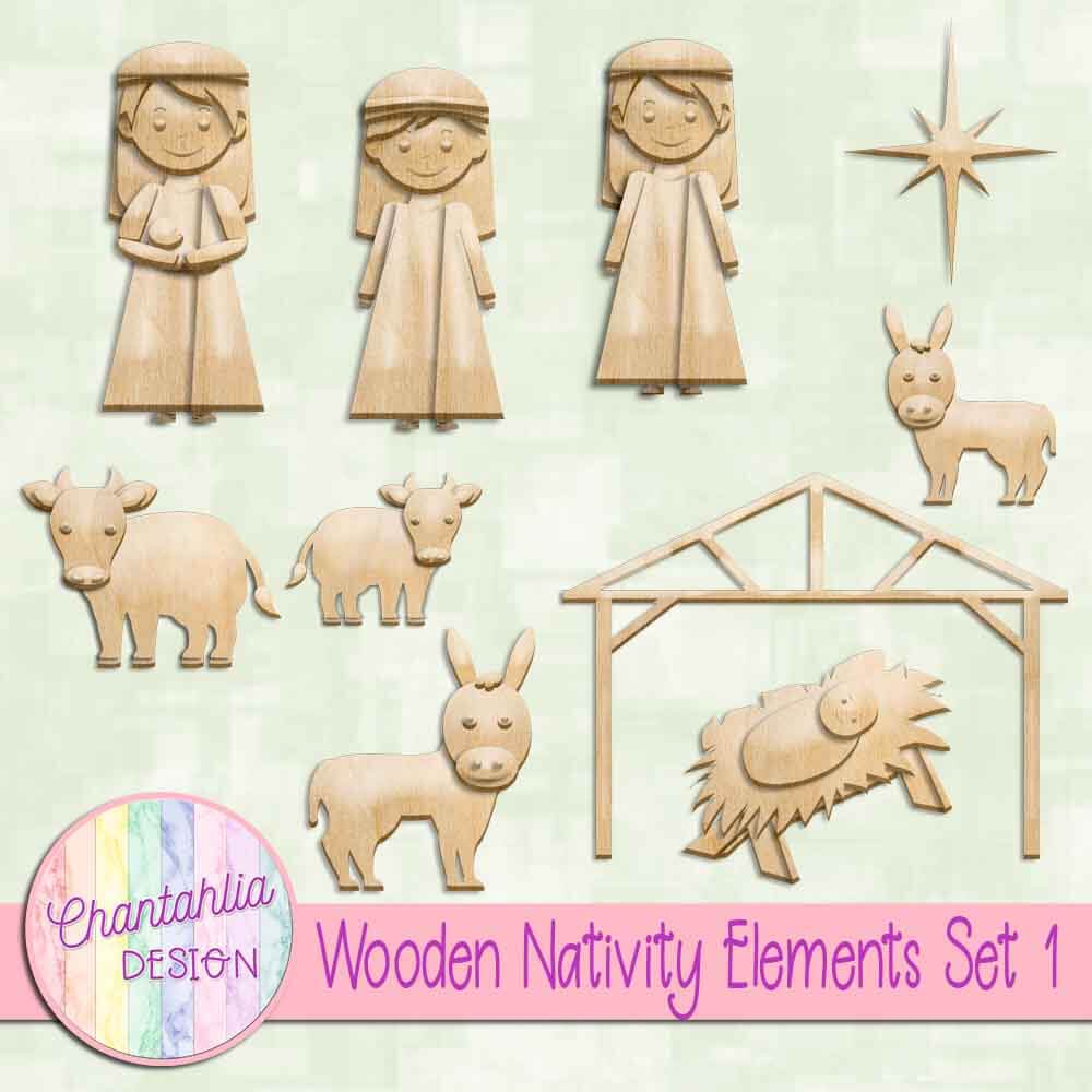Free design elements in a Wooden Nativity theme