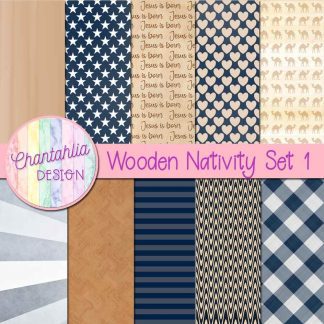 Free digital papers in a Wooden Nativity theme.