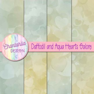 Free daffodil and aqua hearts galore digital papers