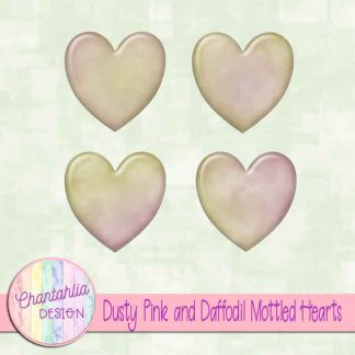 Free dusty pink and daffodil mottled hearts