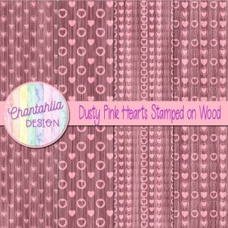 Free dusty pink hearts stamped on wood digital papers