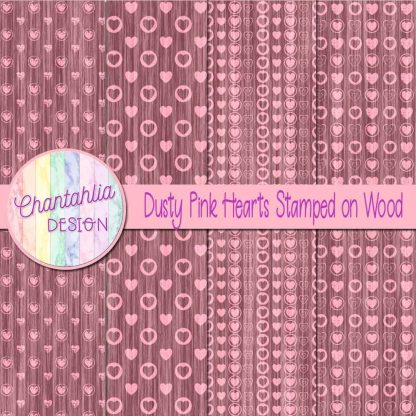 Free dusty pink hearts stamped on wood digital papers