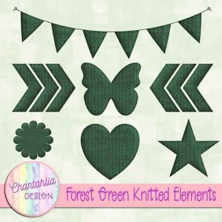 Free forest green knitted elements
