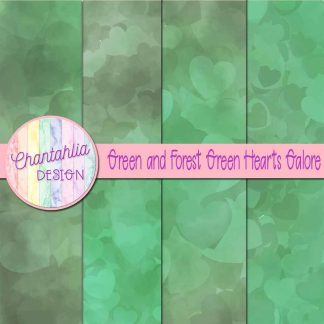Free green and forest green hearts galore digital papers