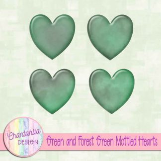 Free green and forest green mottled hearts