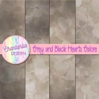 Free grey and black hearts galore digital papers