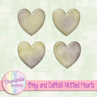 Free grey and daffodil mottled hearts