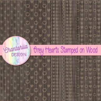 Free grey hearts stamped on wood digital papers